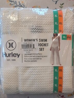 Hurley White Crochet Women's Swim Coverup Set - Tank Top & Pants